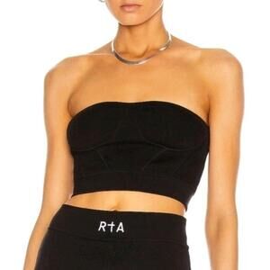 RTA NWT Nour Logo Stretch Tube Crop Top Sz 8 Black Stretch